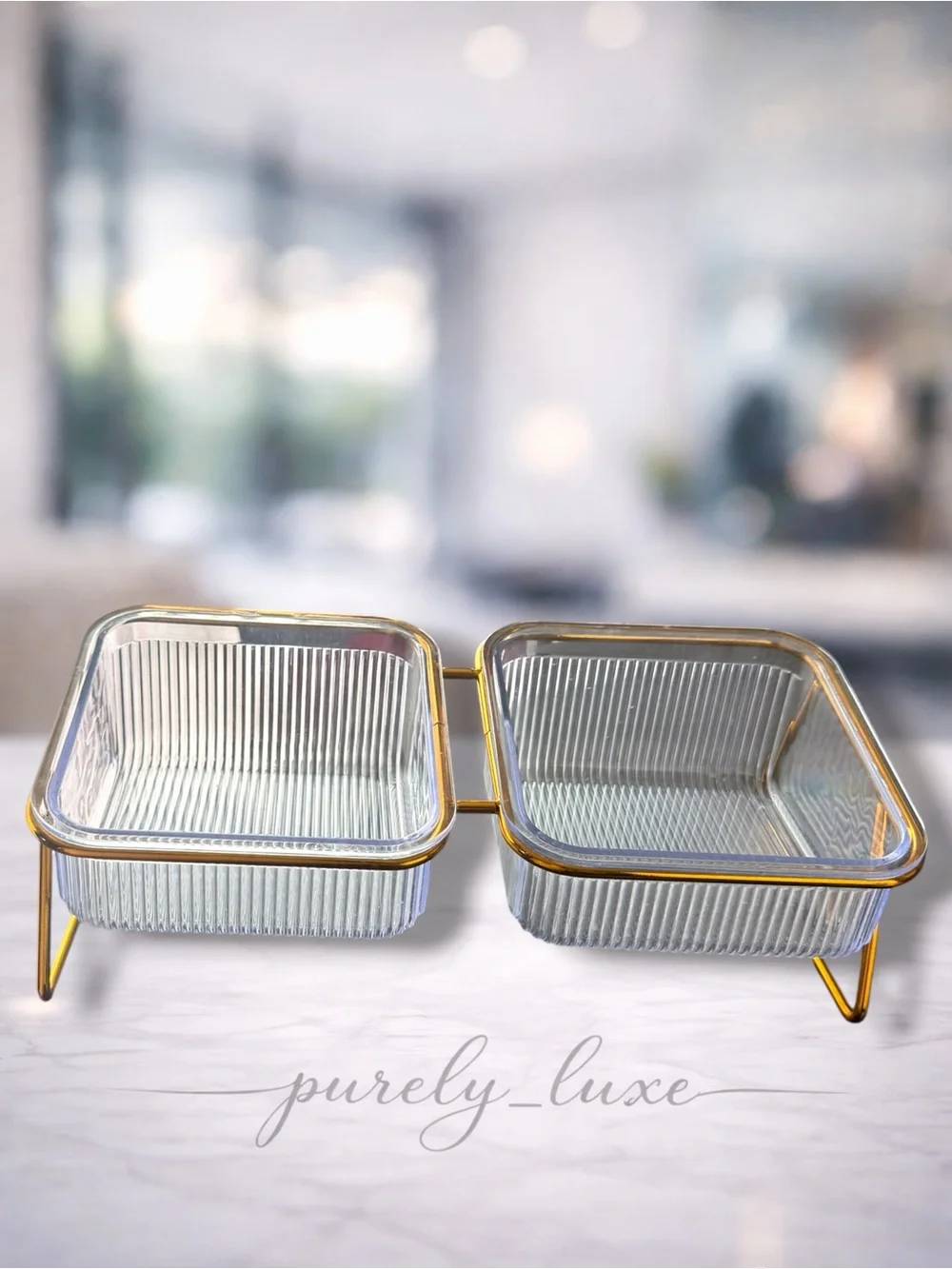 Aesthetic Translucent Ribbed Pet Bowls - Picture 1 of 2